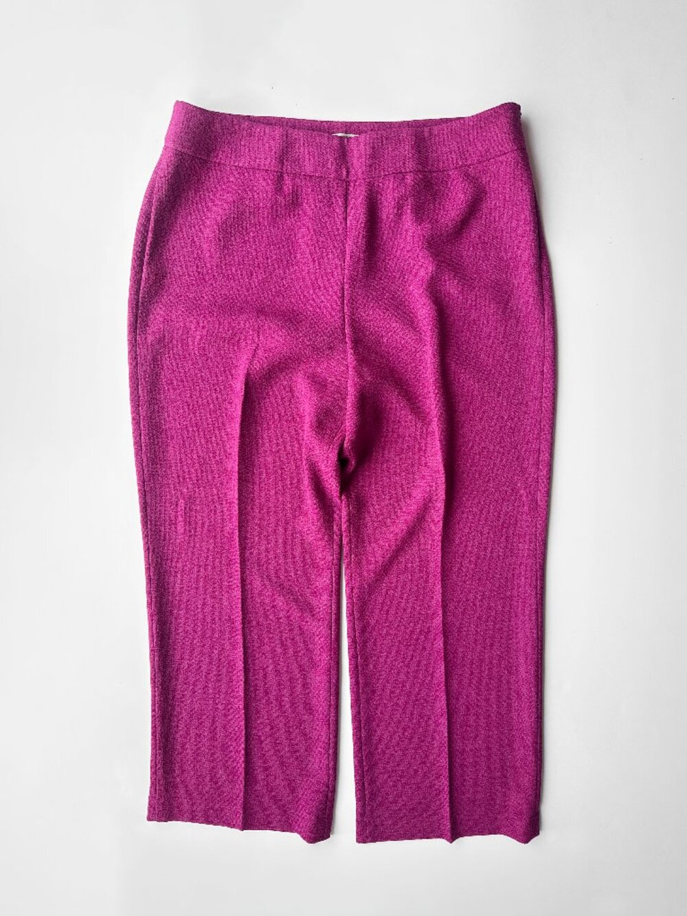 Kasper Magenta Pink Textured High Rise Wide Leg Trousers Pants Sz 16